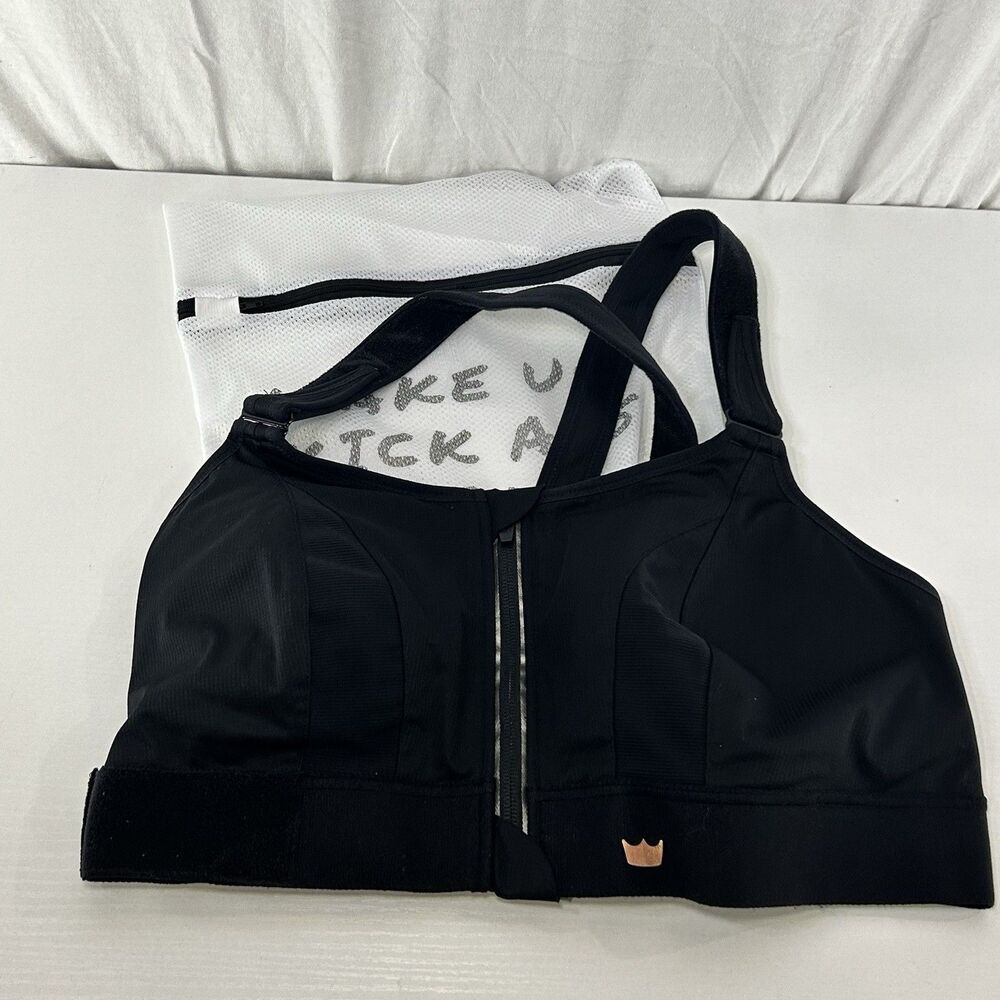 Shefit Luxe Sports Bra Womens Size 3Luxe Black Zip Front Adjustable High Impact‎